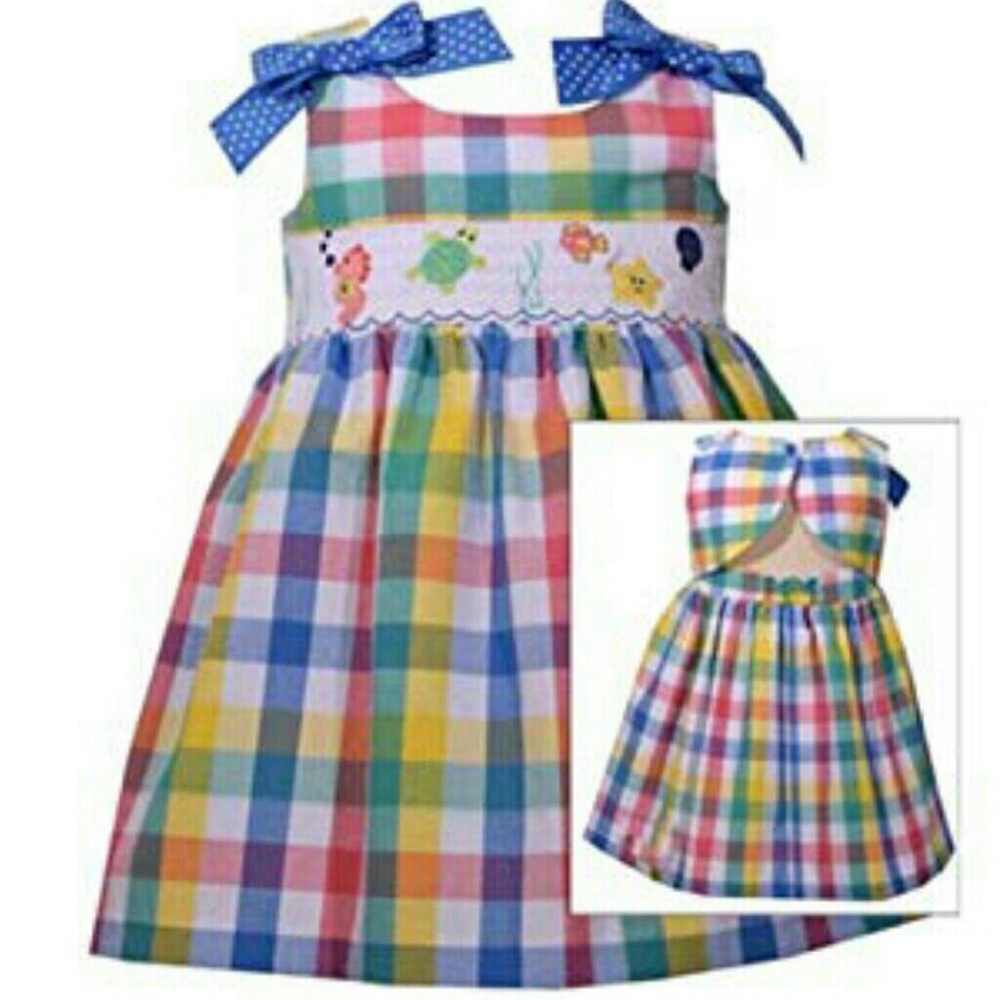 Bonnie baby backless sea plaid dress! Adorable!